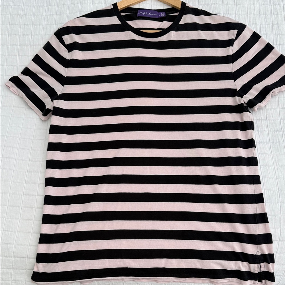 Ralph Lauren Purple Label Black and light pink Striped Tee